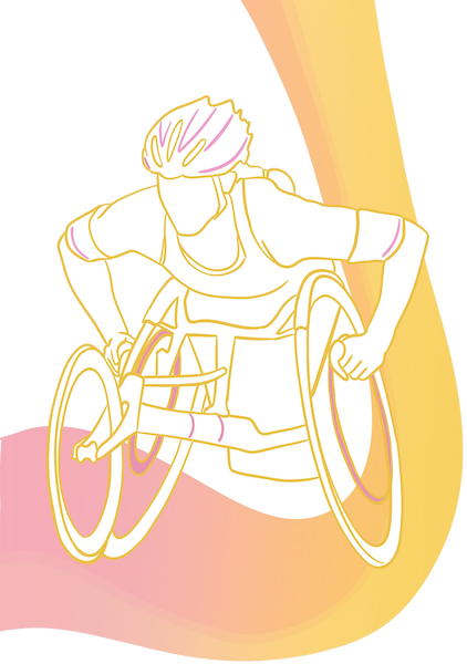 Illustration of a wheelchair racer.